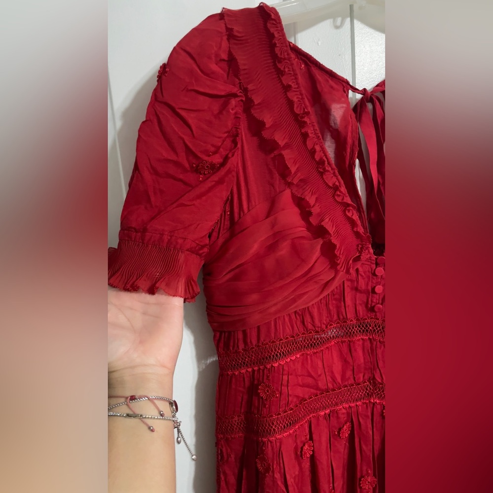 Self Portrait
Plumetis Lace-Detailed Chiffon Midi dress/ size US10/ Color Red - Picture 5 of 6